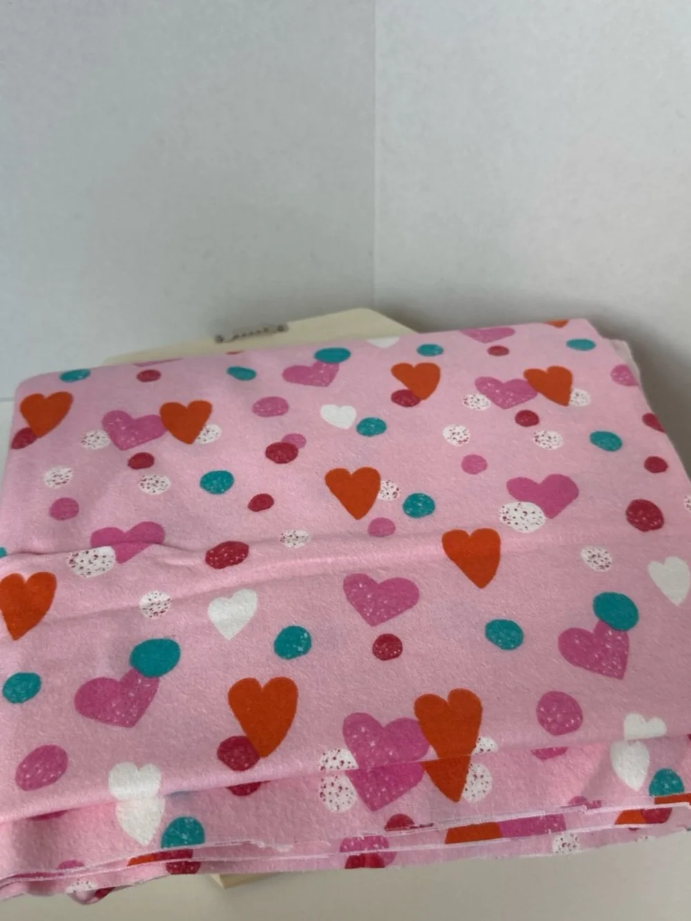 2 Yards Joann Fabrics “Snuggle Flannel” Pink Heart & Polka Dot Printed Cotton